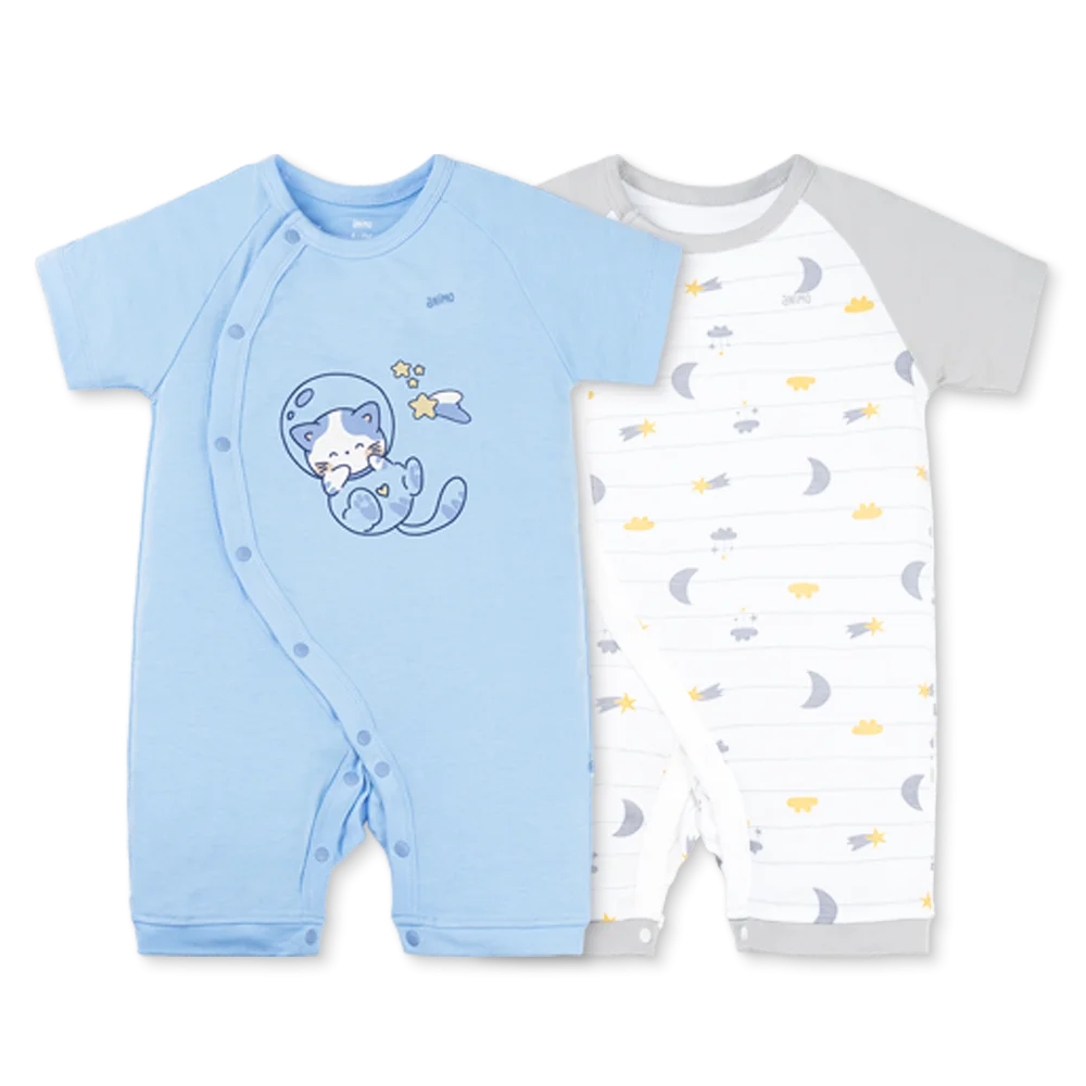 Set 2 Bodysuit kháng khuẩn Modal đùi Animo VD0825015 (0-12M,Biển-xám,NN06)
