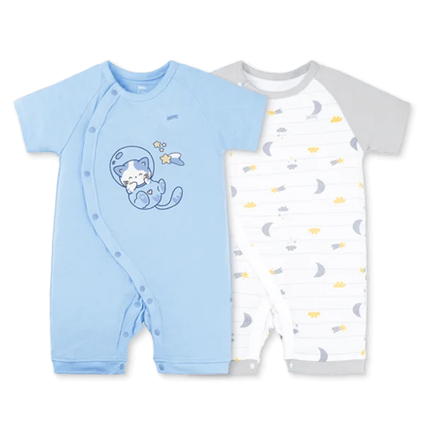 Set 2 Bodysuit kháng khuẩn Modal đùi Animo VD0825015 (0-12M,Biển-xám,NN06)