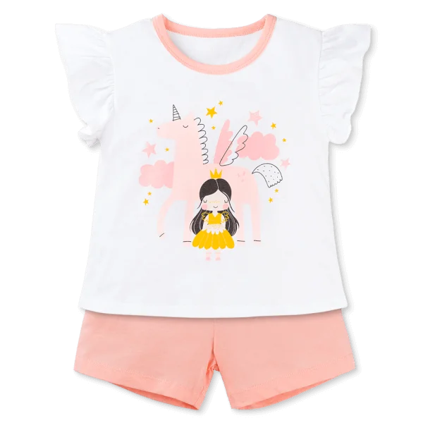 Bộ bé gái ngắn Animo Easy LU0925065 (1-4Y,Trắng-hồng,TT02)