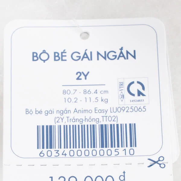 Bộ bé gái ngắn Animo Easy LU0925065 (1-4Y,Trắng-hồng,TT02)