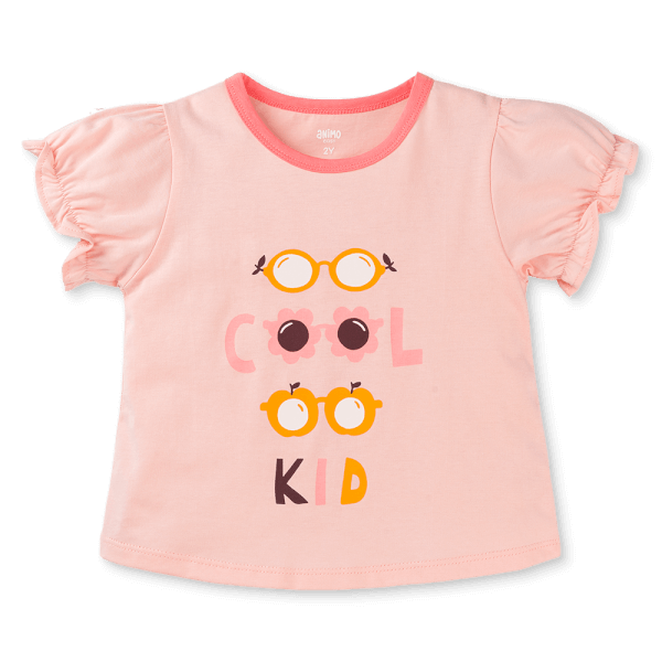 Bộ bé gái ngắn Animo Easy TX0825077 (1-4Y,Trắng-hồng,TT07)