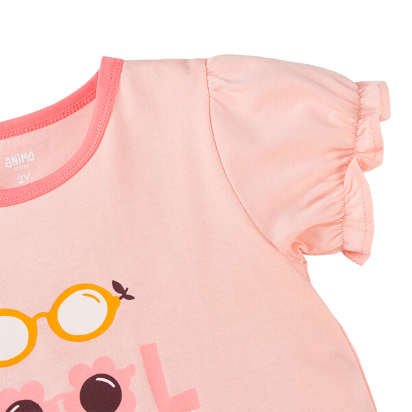 Bộ bé gái ngắn Animo Easy TX0825077 (1-4Y,Trắng-hồng,TT07)