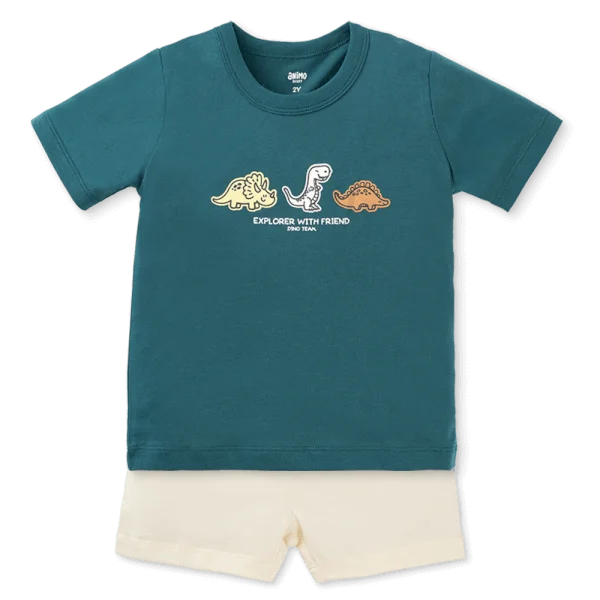 Bộ bé trai ngắn Animo Easy HN1125048 (1-4Y,Lá-kem)