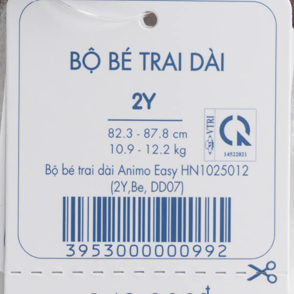 Bộ bé trai dài Animo Easy HN1025012 (1-4Y,Be, DD07)