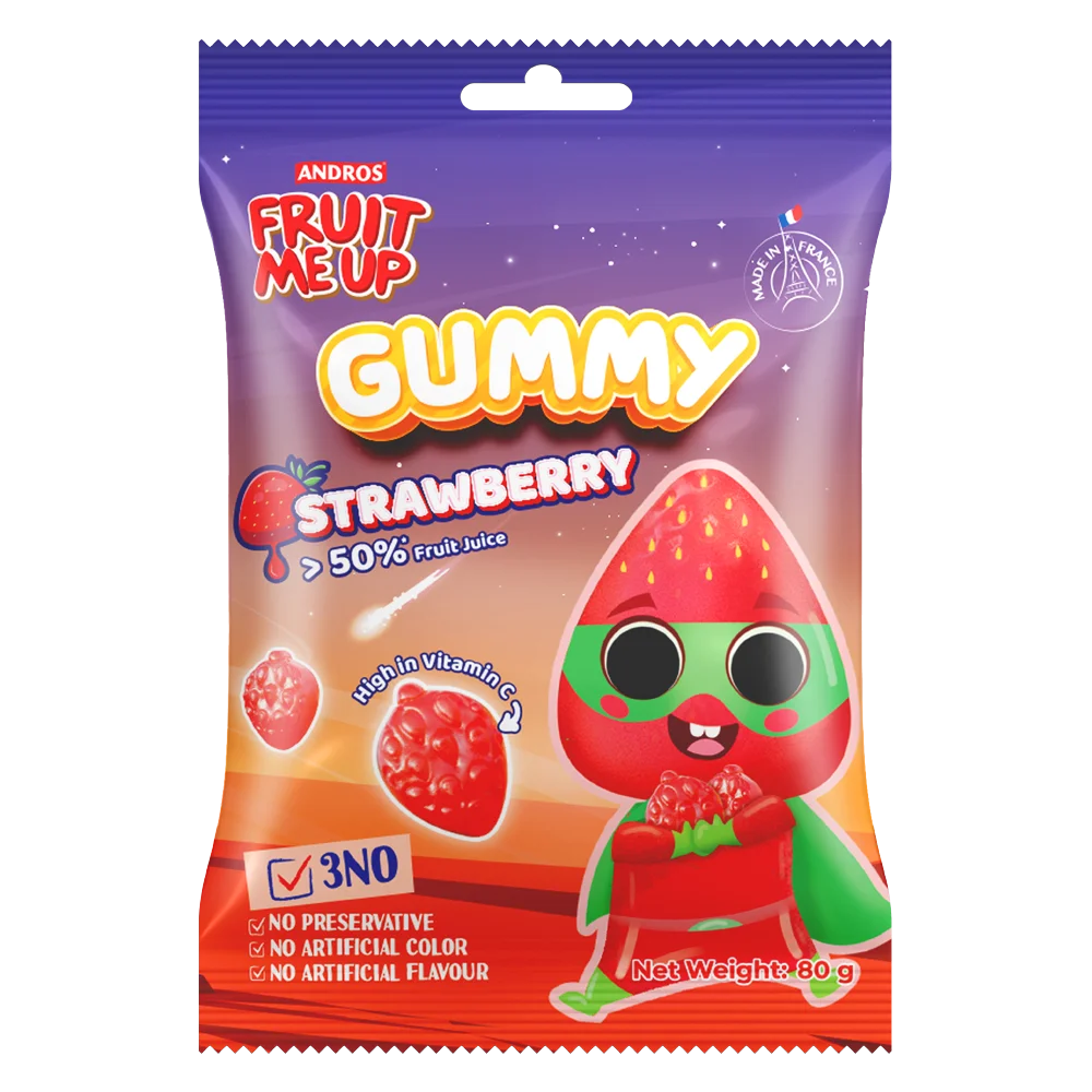 FRUIT ME UP KẸO DẺO VỊ DÂU TÚI 80G