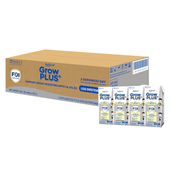 Thực phẩm bổ sung sữa dinh dưỡng pha sẵn GrowPLUS+ (Bạc), 4x180ml (trên 1 tuổi) - Thùng