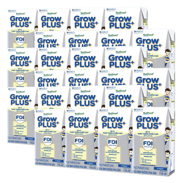 Thực phẩm bổ sung sữa dinh dưỡng pha sẵn GrowPLUS+ (Bạc), 4x110ml (trên 1 tuổi) - Thùng