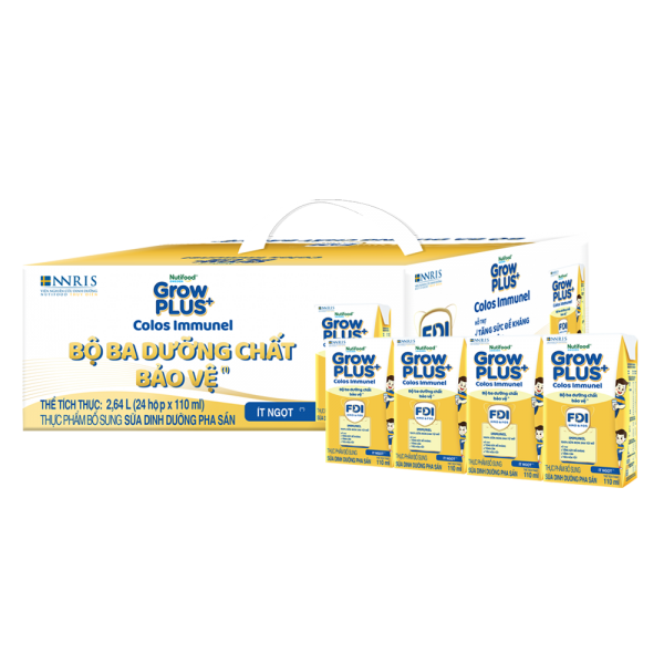 Thực phẩm bổ sung sữa dinh dưỡng pha sẵn GrowPLUS+ Colos Immunel, 4x110ml (trên 1 tuổi) - Thùng