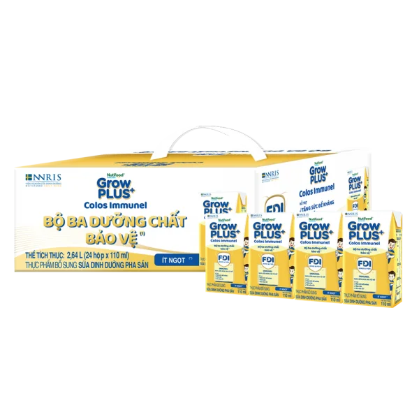 Combo 3 Thùng Sữa dinh dưỡng pha sẵn GrowPLUS+ Colos Immunel 110ml, lốc 4 hộp (Từ 1 tuổi)
