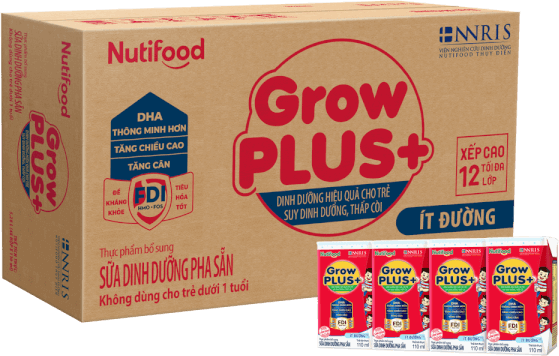 SPDDPS GrowPLUS+ 110ml Ít đường (lốc 4 hộp) - Thùng