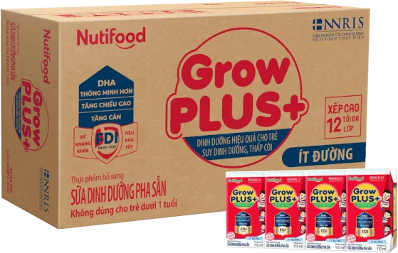 SPDDPS GrowPLUS+ 110ml Ít đường (lốc 4 hộp) - Thùng