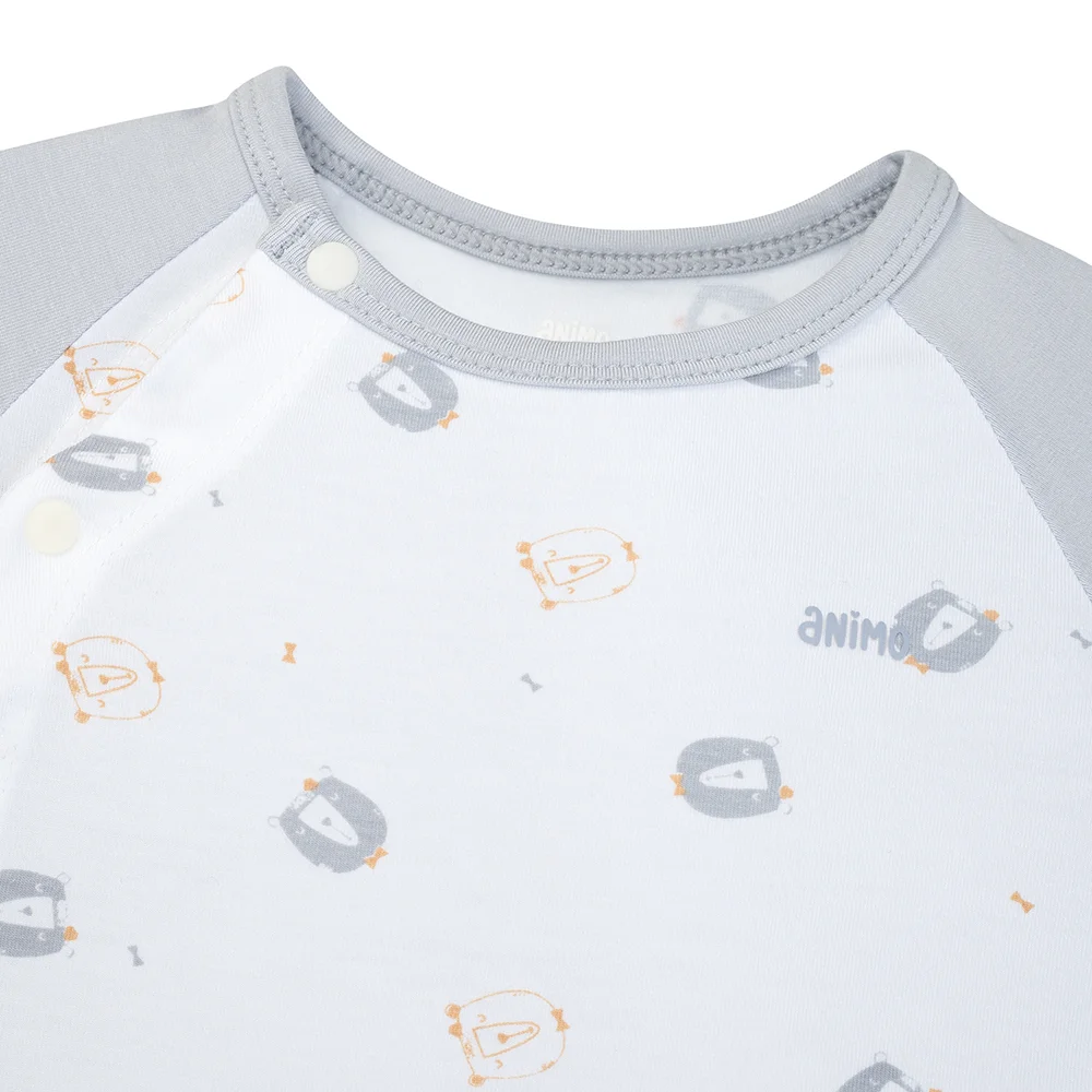 Set 2 Bodysuit kháng khuẩn Modal đùi Animo BMC0925011 (0-12M, Xám-trắng, TT06)