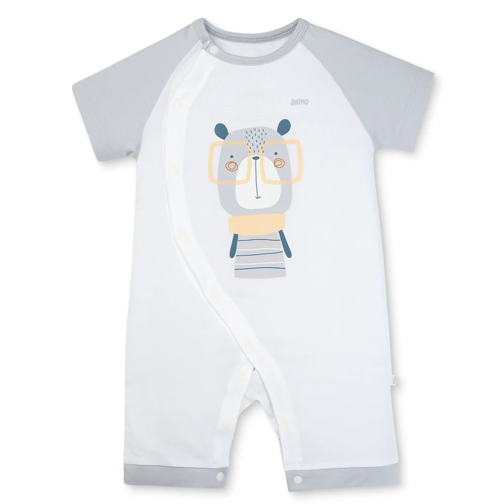 Set 2 Bodysuit kháng khuẩn Modal đùi Animo BMC0925011 (0-12M, Xám-trắng, TT06)