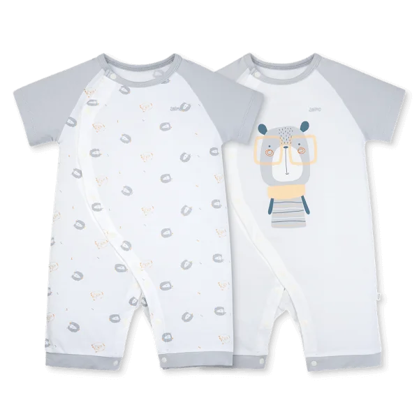 Set 2 Bodysuit kháng khuẩn Modal đùi Animo BMC0925011 (0-12M, Xám-trắng, TT06)