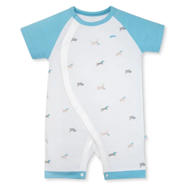 Set 2 Bodysuit kháng khuẩn Modal đùi Animo VD0825020 (0-12M, Xanh-trắng, DD06)