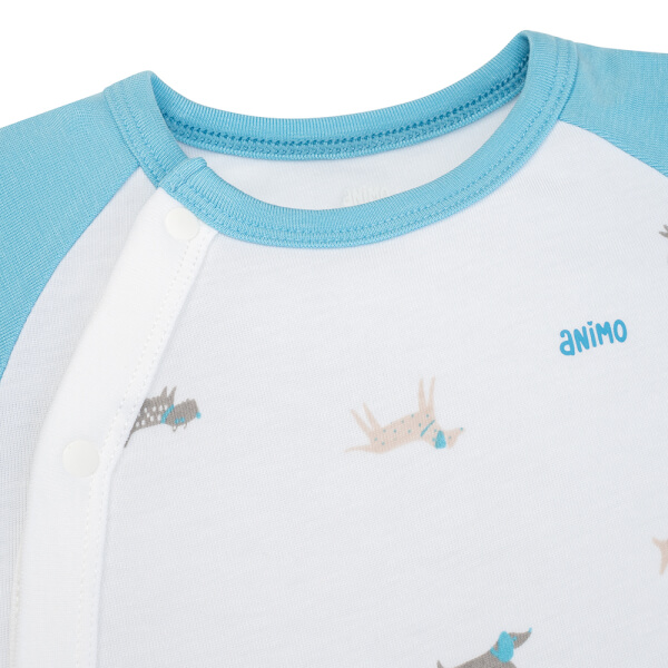 Set 2 Bodysuit kháng khuẩn Modal đùi Animo VD0825020 (0-12M, Xanh-trắng, DD06)