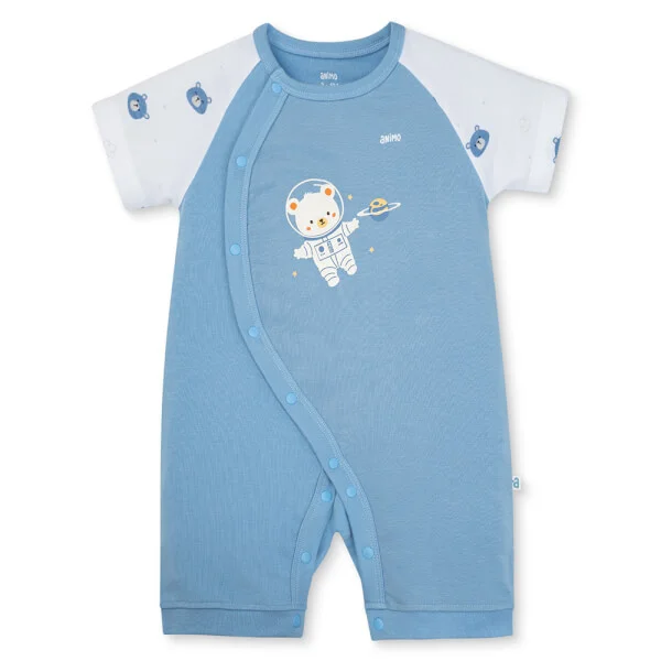 Set 2 Bodysuit kháng khuẩn Modal đùi Animo VD0825020 (0-12M, Xanh-trắng, DD06)