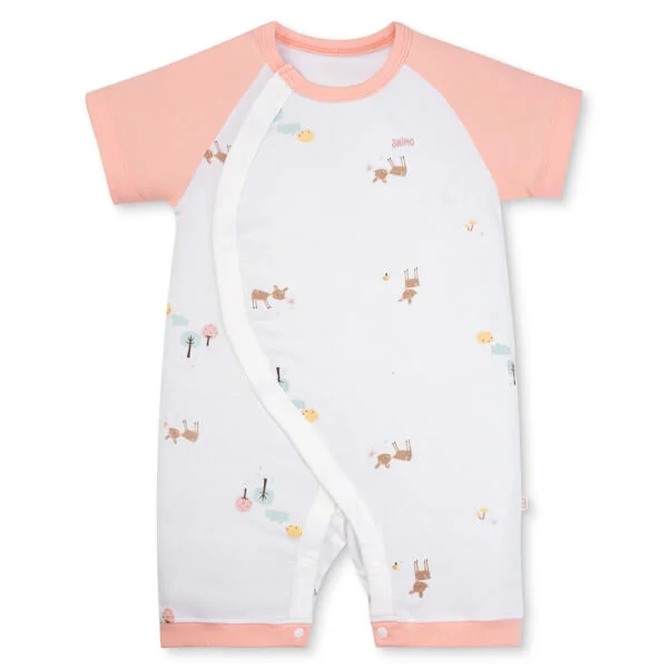 Set 2 Bodysuit kháng khuẩn Modal đùi Animo VD0825019 (0-12M, Hồng-trắng, NN05)