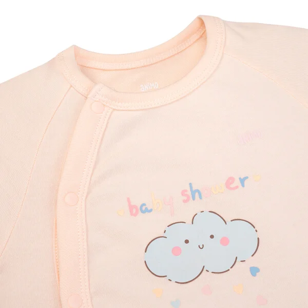 Set 2 Bodysuit kháng khuẩn Modal đùi Animo VD0825019 (0-12M, Hồng-trắng, NN05)