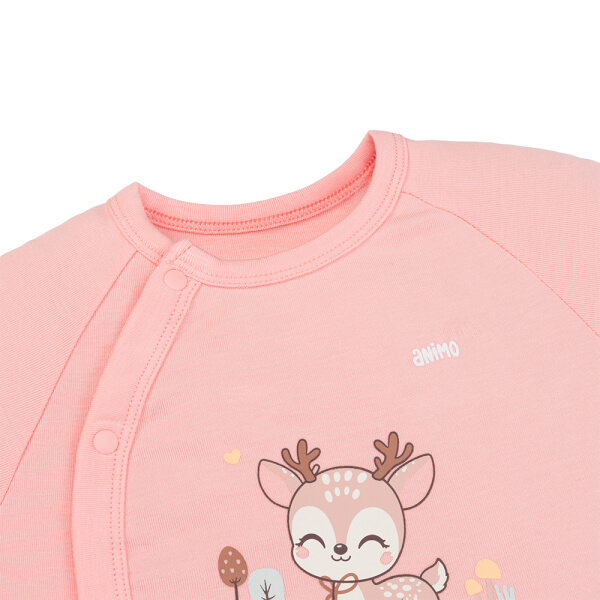 Set 2 Bodysuit kháng khuẩn Modal đùi Animo VD0825016 (0-12M, Hồng-trắng, NN05)