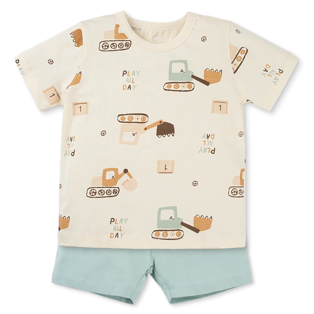 Bộ bé trai ngắn Animo Easy HN1025006 (1-4Y,Kem-lá, NN04)