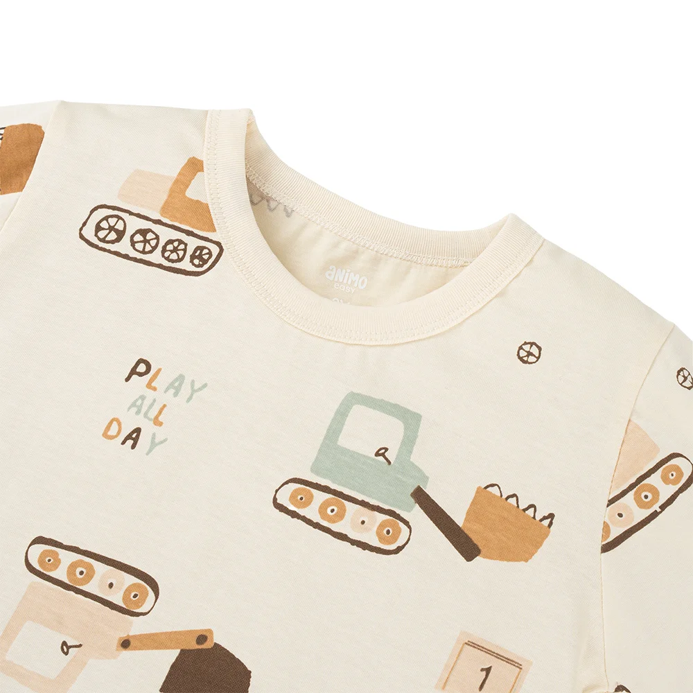 Bộ bé trai ngắn Animo Easy HN1025006 (1-4Y,Kem-lá, NN04)