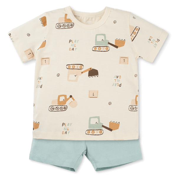 Bộ bé trai ngắn Animo Easy HN1025006 (1-4Y,Kem-lá, NN04)