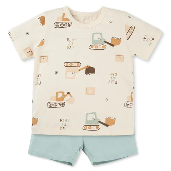 Bộ bé trai ngắn Animo Easy HN1025006 (1-4Y,Kem-lá, NN04)