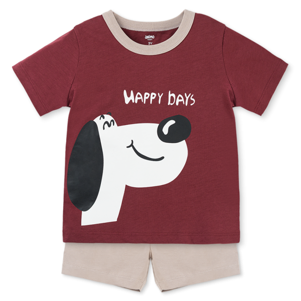 Bộ bé trai ngắn Animo Easy HN1025003 (1-4Y,Tía-xám, DD02)