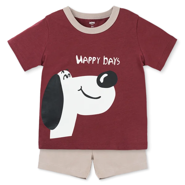 Bộ bé trai ngắn Animo Easy HN1025003 (1-4Y,Tía-xám, DD02)