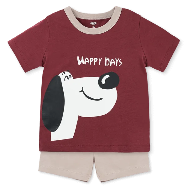 Bộ bé trai ngắn Animo Easy HN1025003 (1-4Y,Tía-xám, DD02)