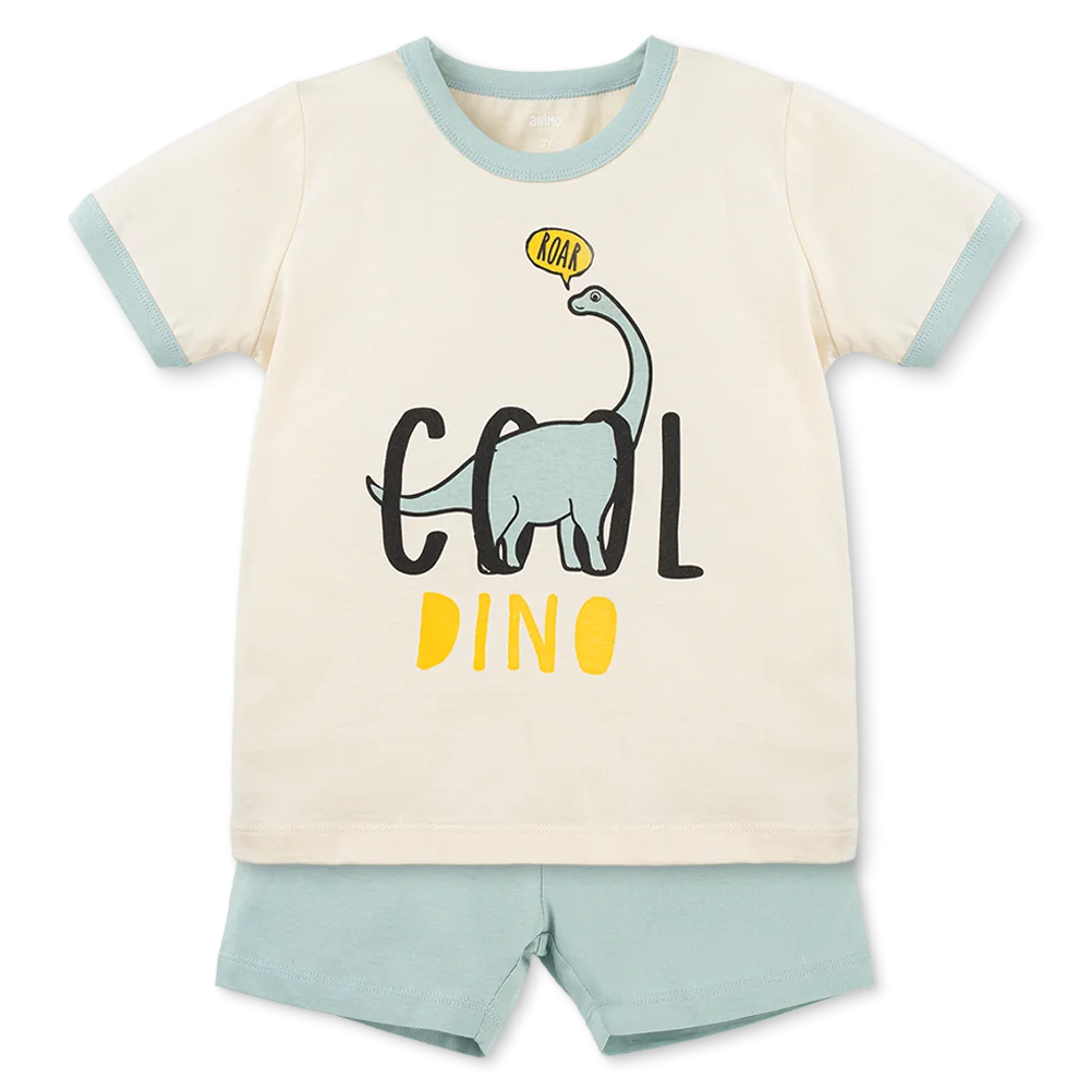 Bộ bé trai ngắn Animo Easy HN1025002 (1-4Y,Kem-lá, NN02)