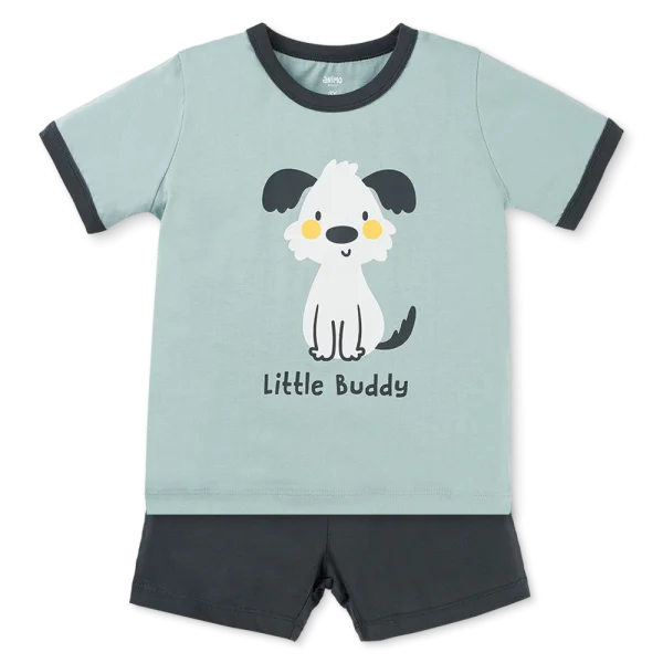 Bộ bé trai ngắn Animo Easy HN1025001 (1-4Y,Lá-xám, DD02)