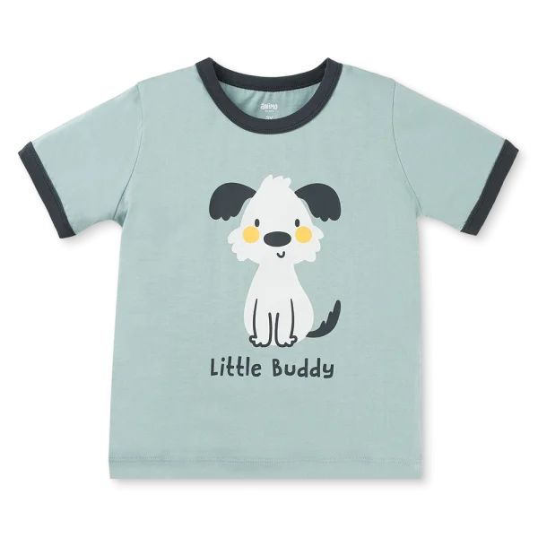 Bộ bé trai ngắn Animo Easy HN1025001 (1-4Y,Lá-xám, DD02)