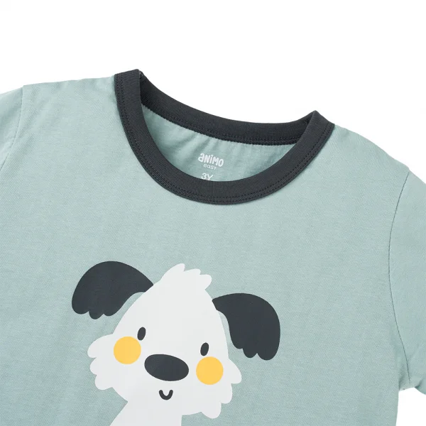 Bộ bé trai ngắn Animo Easy HN1025001 (1-4Y,Lá-xám, DD02)