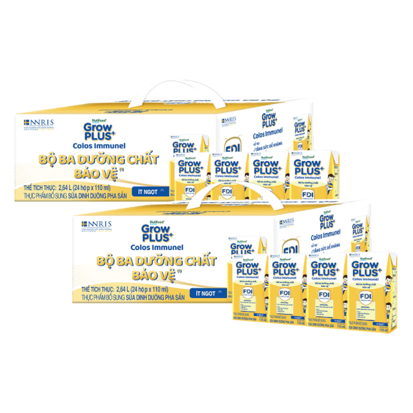 Combo 2 thùng Thực phẩm bổ sung sữa dinh dưỡng pha sẵn GrowPLUS+ Colos Immunel, 4x110ml (trên 1 tuổi) - Thùng