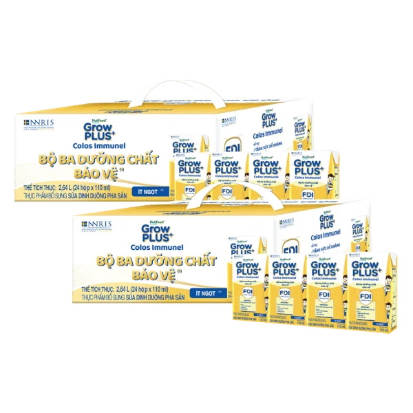 2 Thùng Sữa dinh dưỡng pha sẵn GrowPLUS+ Colos Immunel 110ml, lốc 4 hộp (Từ 1 tuổi)