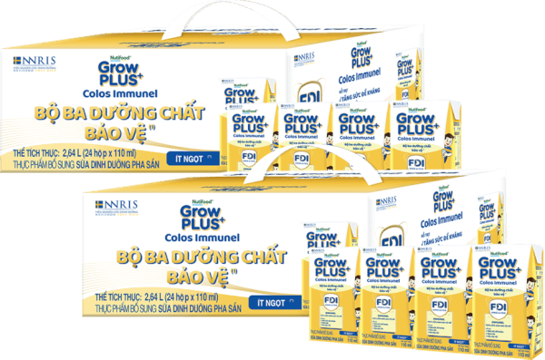 Combo 2 thùng Thực phẩm bổ sung sữa dinh dưỡng pha sẵn GrowPLUS+ Colos Immunel, 4x110ml (trên 1 tuổi) - Thùng