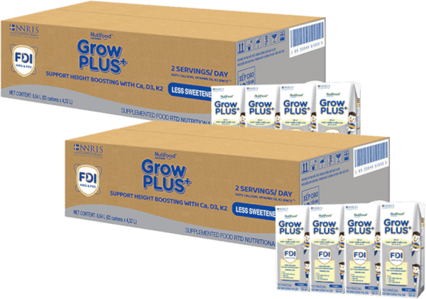 Combo 2 thùng Thực phẩm bổ sung sữa dinh dưỡng pha sẵn GrowPLUS+ (Bạc), 4x180ml (trên 1 tuổi) - Thùng