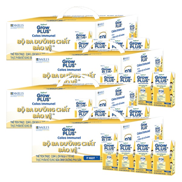 Combo 4 thùng Thực phẩm bổ sung sữa dinh dưỡng pha sẵn GrowPLUS  Colos Immunel, 4x110ml (trên 1 tuổi) - Thùng