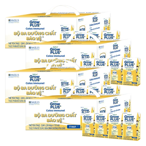 4 Thùng Sữa dinh dưỡng pha sẵn GrowPLUS+ Colos Immunel 110ml, lốc 4 hộp (Từ 1 tuổi)