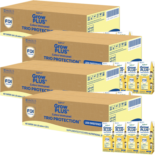 Thực phẩm bổ sung sữa dinh dưỡng pha sẵn GrowPLUS+ Colos Immunel, 4x180ml (trên 1 tuổi) - Thùng