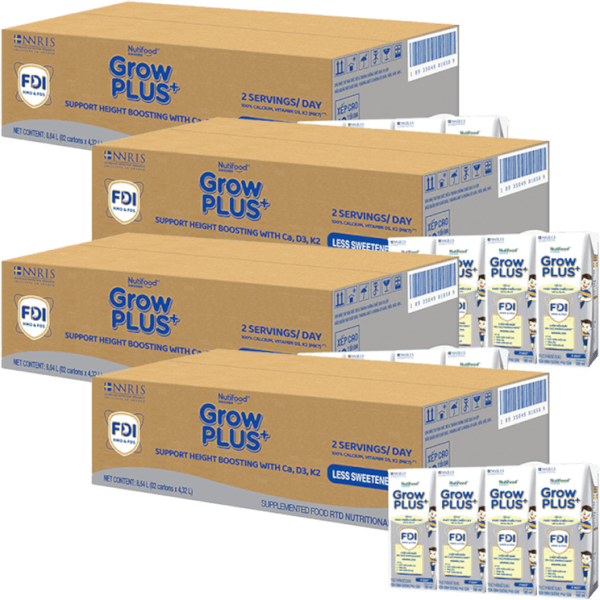Combo 4 thùng Thực phẩm bổ sung sữa dinh dưỡng pha sẵn GrowPLUS  (Bạc), 4x180ml (trên 1 tuổi) - Thùng