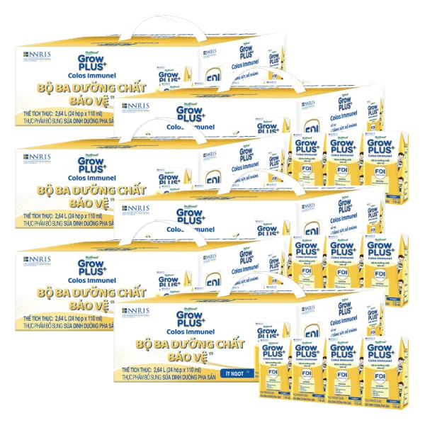 6 Thùng Sữa dinh dưỡng pha sẵn GrowPLUS+ Colos Immunel 110ml, lốc 4 hộp (Từ 1 tuổi)