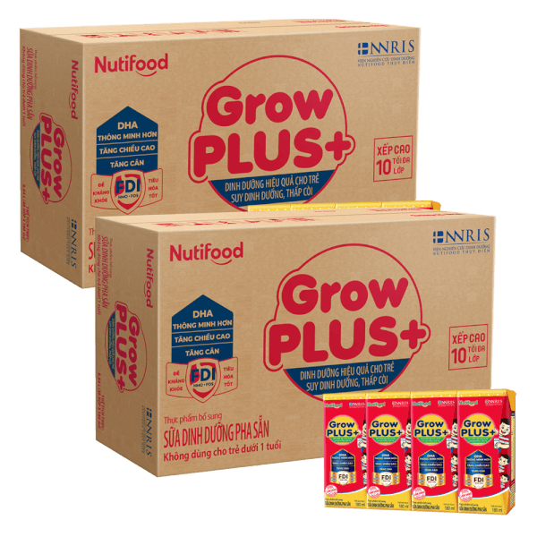 Combo 2 thùng SPDDPS GrowPLUS  Đỏ 180ml (lốc 4 hộp) - Thùng