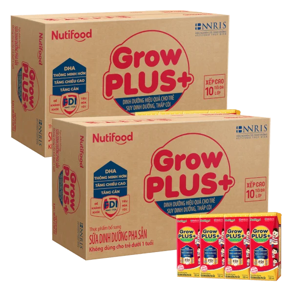 Combo 2 thùng SPDDPS GrowPLUS  Đỏ 180ml (lốc 4 hộp) - Thùng