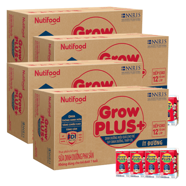 Combo 4 thùng SPDDPS GrowPLUS  110ml Ít đường (lốc 4 hộp) - Thùng