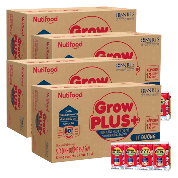 Combo 4 thùng SPDDPS GrowPLUS  110ml Ít đường (lốc 4 hộp) - Thùng