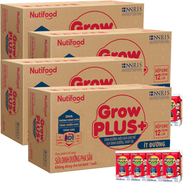 Combo 4 thùng SPDDPS GrowPLUS  110ml Ít đường (lốc 4 hộp) - Thùng