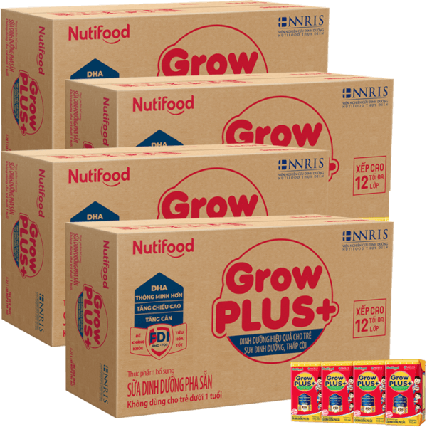 Combo 4 thùng SPDDPS GrowPLUS  Đỏ 110ml (lốc 4 hộp) - Thùng